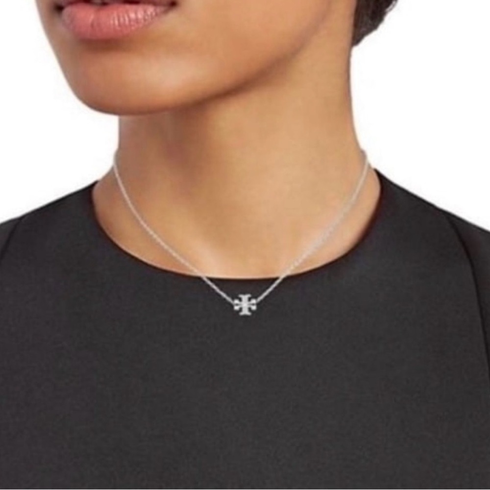 Tory Burch Silver Kira Pendant Chain Necklace - Picture 2 of 8